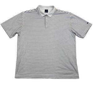 Nike Golf Shirt White and Black Stripe Dri-Fit Short Sleeve Collared 3 Button XL